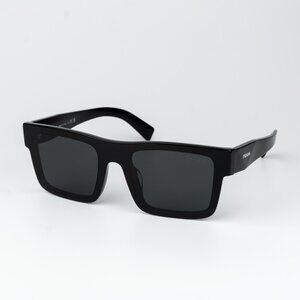 Prada Women Sunglasses Black Grey Rectangle PR19WSF 1AB5S0 NEW AUTHENTIC